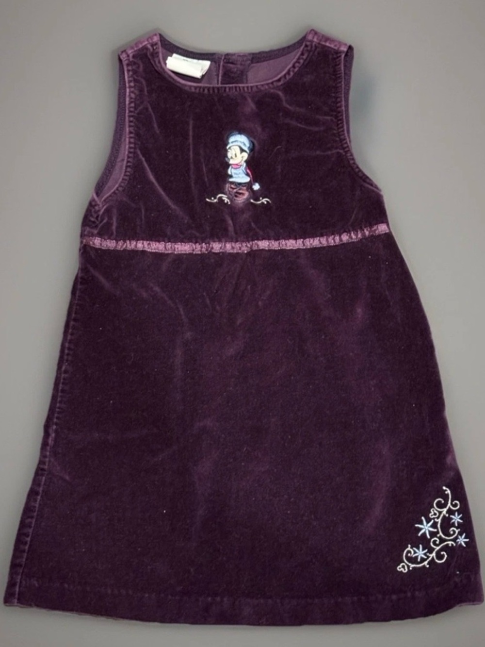 Disney Store Minnie Mouse Purple Velvet Dress Girls Size 4/5 Jumper Sleeveless